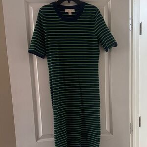 Michael Kors Navy and Green Striped Top